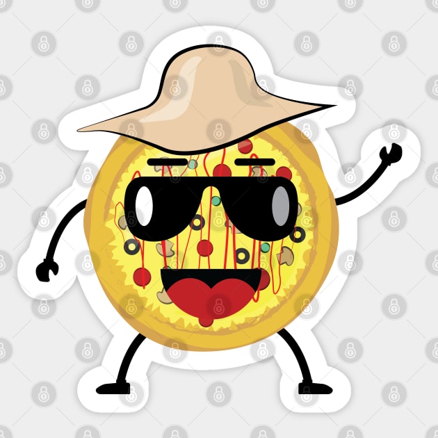 Pizza Tourist - Funny Character Illustration Sticker by DesignWood Atelier